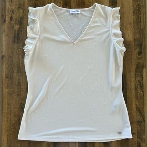 Calvin Klein Women’s Ivory V-Neck Blouse Size Small